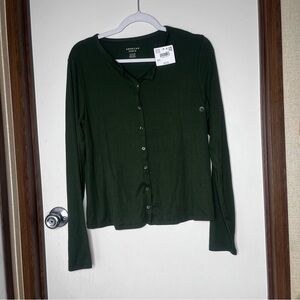 American Eagle Outfitters Dark Green Button-Down Shirt